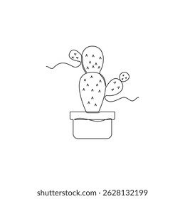 one line art Cactus vector illustration. line art, one continuous line, simple, hand drawn and sketch style. for icons, symbols, signs or logos