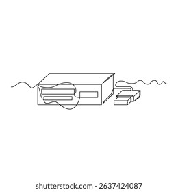 one line art Card Reader vector illustration. line art, one continuous line, simple, hand drawn and sketch style. for icons, symbols, signs or logos