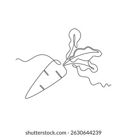 one line art Carrot vector illustration. line art, one continuous line, simple, hand drawn and sketch style. for icons, symbols, signs or logos