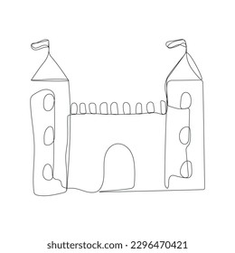 One line art castle. Continuous line art palace. Isolated vector illustration