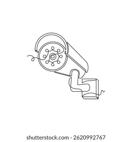 una línea de arte Cctv Ilustración vectorial. línea de arte, una línea continua, simple, dibujado a mano y estilo de boceto. para iconos, símbolos, signos o logotipos