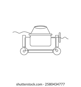 one line art cement mixer vector illustration. line art, one continuous line, simple, hand drawn and sketch style. for icons, symbols, signs or logos