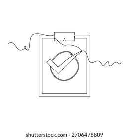 one line art Checklist vector illustration. line art, one continuous line, simple, hand drawn and sketch style. for icons, symbols, signs or logos