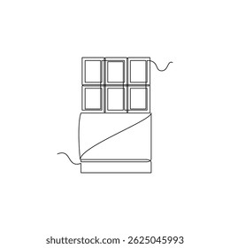 one line art Chocolate vector illustration. line art, one continuous line, simple, hand drawn and sketch style. for icons, symbols, signs or logos