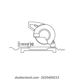 ilustração vetorial de uma arte de linha Máquina de Chopsaw. uma arte de linha, uma linha contínua, simples, desenhado à mão e estilo de esboço. para ícones, símbolos, sinais ou logotipos