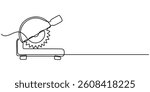  One line art Circular Saw vector illustration. line art, one continuous line, simple, hand drawn Carpenter Circular saw icon. Continuous one line sketch style. for icons, symbols, signs or logos.