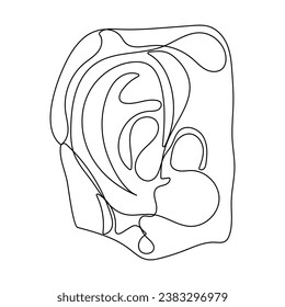 One line art clipart with ear of Greece sculpture