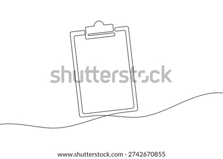 One line art of a clipboard with check marks for business task management and productivity