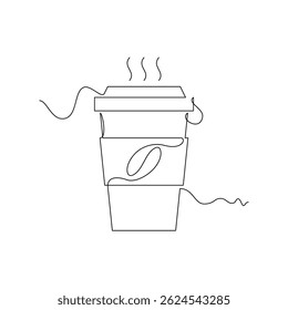 one line art Coffee vector illustration. line art, one continuous line, simple, hand drawn and sketch style. for icons, symbols, signs or logos
