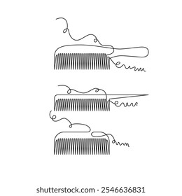 one line art comb vector illustration. line art, one continuous line, simple, hand drawn and sketch style. for icons, symbols, signs or logos