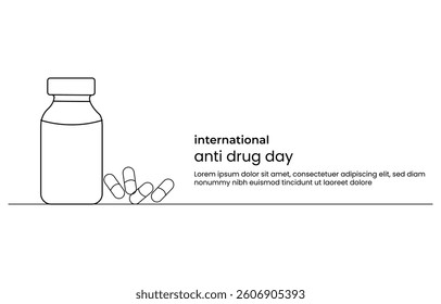 one line art concept international anti drug day