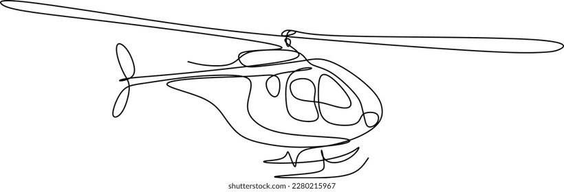 One line art. continues line art. hand drawn sketch of a helicopter