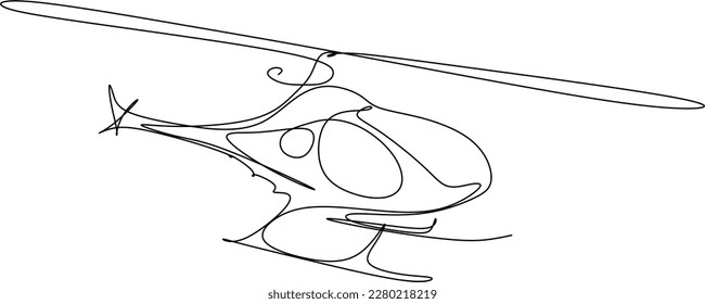 One line art. continues line art. hand drawn illustration of a sketch of a helicopter