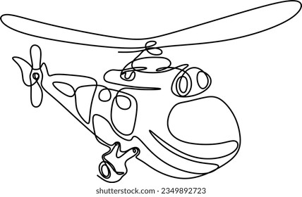 One line art. continues line art. hand drawn illustration of a helicopter
