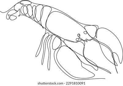 one line art. one continues line art. hand-drawn vector illustration of a shrimp