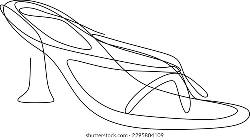 one line art. one continues line art. a high-hill shoes