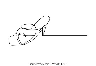 eine Linie Kunst. eine Fortsetzung Linie Kunst. ein High-Hill Schuhe, Doodle Shoe Symbol Curve Sketch Silhouette. Doodle Hi Hill Schuh Skizze gezeichnet Ein kontinuierlicher Linie Schuh weiblich Mode Symbol Element