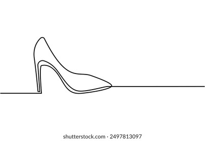 eine Linie Kunst. eine Fortsetzung Linie Kunst. ein High-Hill Schuhe, Doodle Shoe Symbol Curve Sketch Silhouette. Doodle Hi Hill Schuh Skizze gezeichnet Ein kontinuierlicher Linie Schuh weiblich Mode Symbol Element