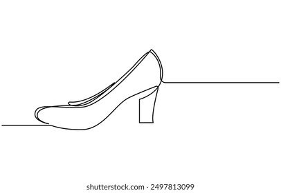 eine Linie Kunst. eine Fortsetzung Linie Kunst. ein High-Hill Schuhe, Doodle Shoe Symbol Curve Sketch Silhouette. Doodle Hi Hill Schuh Skizze gezeichnet Ein kontinuierlicher Linie Schuh weiblich Mode Symbol Element