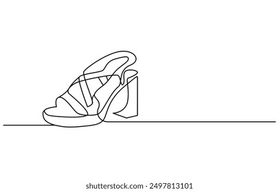 eine Linie Kunst. eine Fortsetzung Linie Kunst. ein High-Hill Schuhe, Doodle Shoe Symbol Curve Sketch Silhouette. Doodle Hi Hill Schuh Skizze gezeichnet Ein kontinuierlicher Linie Schuh weiblich Mode Symbol Element