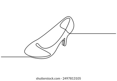 eine Linie Kunst. eine Fortsetzung Linie Kunst. ein High-Hill Schuhe, Doodle Shoe Symbol Curve Sketch Silhouette. Doodle Hi Hill Schuh Skizze gezeichnet Ein kontinuierlicher Linie Schuh weiblich Mode Symbol Element