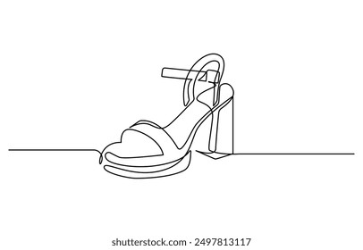 eine Linie Kunst. eine Fortsetzung Linie Kunst. ein High-Hill Schuhe, Doodle Shoe Symbol Curve Sketch Silhouette. Doodle Hi Hill Schuh Skizze gezeichnet Ein kontinuierlicher Linie Schuh weiblich Mode Symbol Element