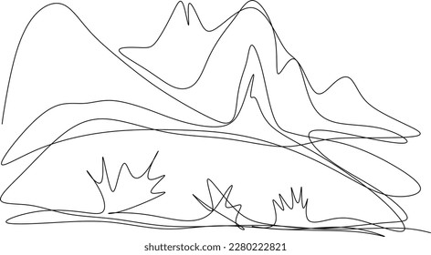 One line art. continues line art. polar bear on a mountain