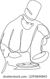 one line art. one continuous line art of a chef cooking
