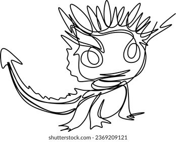 One line art. one continuous line art of a flying dragon