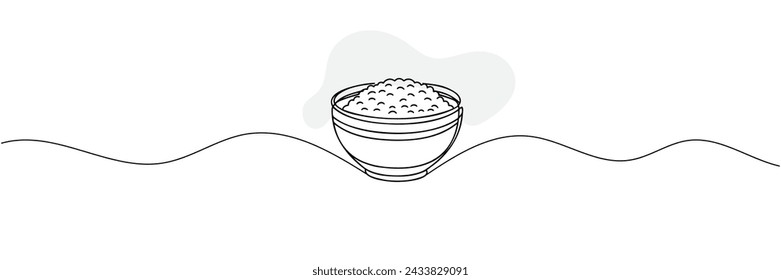 One line art. one continuous line art of food in the bowl with chopsticks