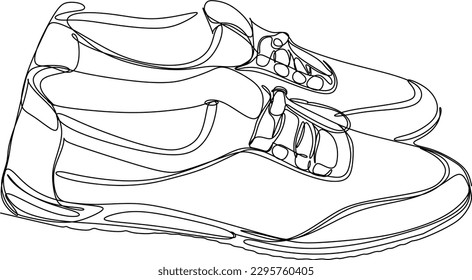 one line art. one continuous line art. a pair of men's casual shoes for style	