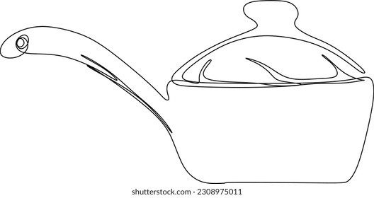 One line art. one continuous line art of a pan for cooking	
