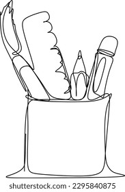 one line art. one continuous line art of a pencil cup