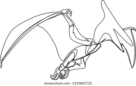 One line art. One continuous line art of a Pterodactyl