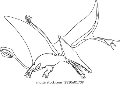 One line art. One continuous line art of a Pterodactyl