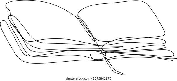 One line art. one continuous line art. Sketch of a book. illustration of an opened book