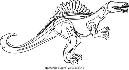one line art. one continuous line art of a Spinosaurus	
