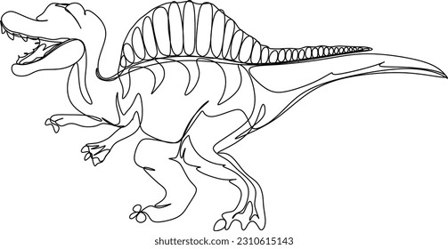 one line art. one continuous line art of a Spinosaurus	
