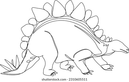 one line art. one continuous line art of a Stegosaurus	
