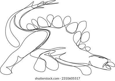 one line art. one continuous line art of a Stegosaurus	

