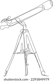one line art. one continuous line art of a telescope