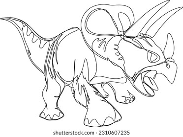 one line art. one continuous line art of a triceratops