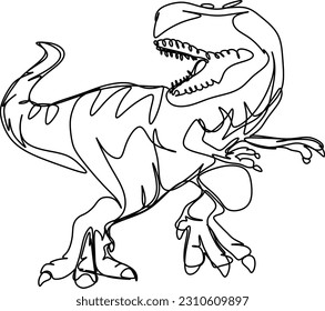 one line art. one continuous line art of a Tyrannosaurus	