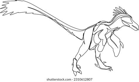 one line art. one continuous line art of a Velociraptor	
