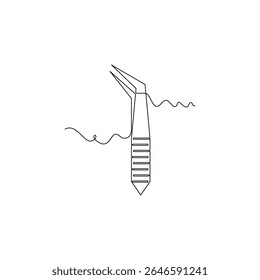 one line art Cotton Pliers vector illustration. line art, one continuous line, simple, hand drawn and sketch style. for icons, symbols, signs or logos