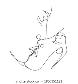 One Line Art Couple, Line Art Men and woman, Minimal Face Vector.  Couple print, Kiss print, Valentines Day Illustration. Love poster. 2 faces. We are one line. 