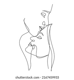 One Line Art Couple  Line Art Men   woman  Minimal Face Vector   Couple print  Kiss print  Valentines Day Illustration  Love poster  2 faces  We are one line  