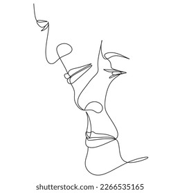 One Line Art Couple, Line Art Men and woman, Minimal Face Vector.  Couple print, Kiss print, Valentines Day Illustration. Love poster. 2 faces. 