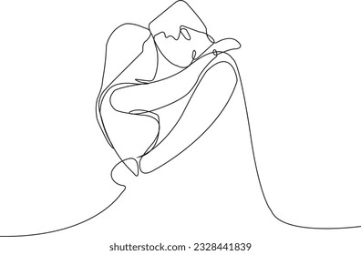 One Line Art Couple, Line Art Men and woman, Minimal Face Vector. Couple print, Kiss print, Valentines Day Illustration. Love poster. 2 faces. We are one line.