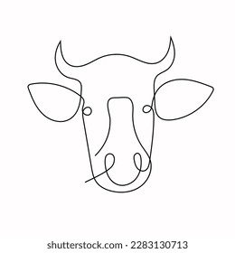 one line art cow vector illustraition